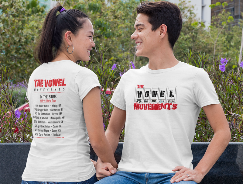 The Vowel Movements T-Shirt (with tour dates) - Part Deaux